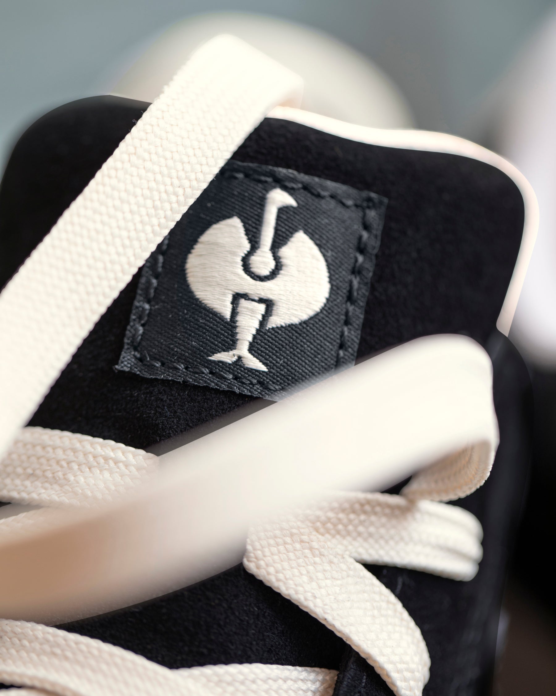 Close-up of the Black and Light beige Tampa Steel Toe Work Shoe laces