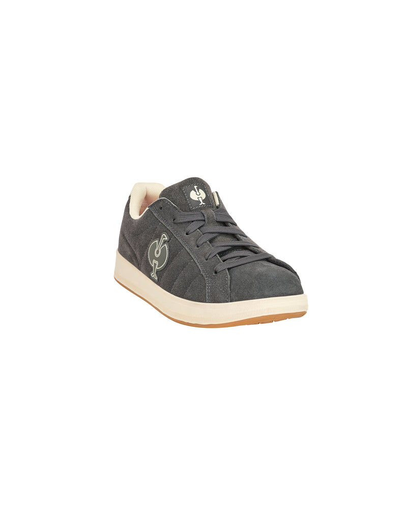 STRAUSS Tampa Steel Toe Work Shoe in Carbon gray, front three-quarter view