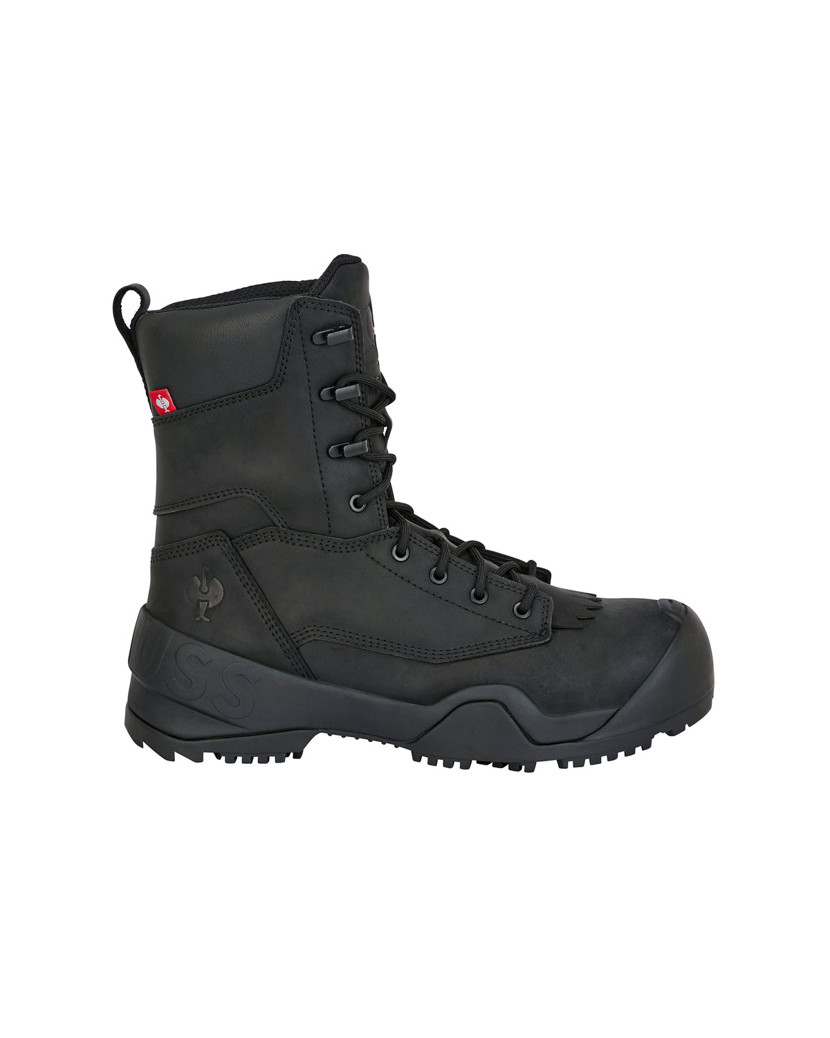 STRAUSS Edmonton 8-inch Steel Toe Work Boot in Black, side profile view