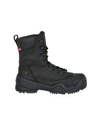 STRAUSS Edmonton 8-inch Steel Toe Work Boot in Black, side profile view