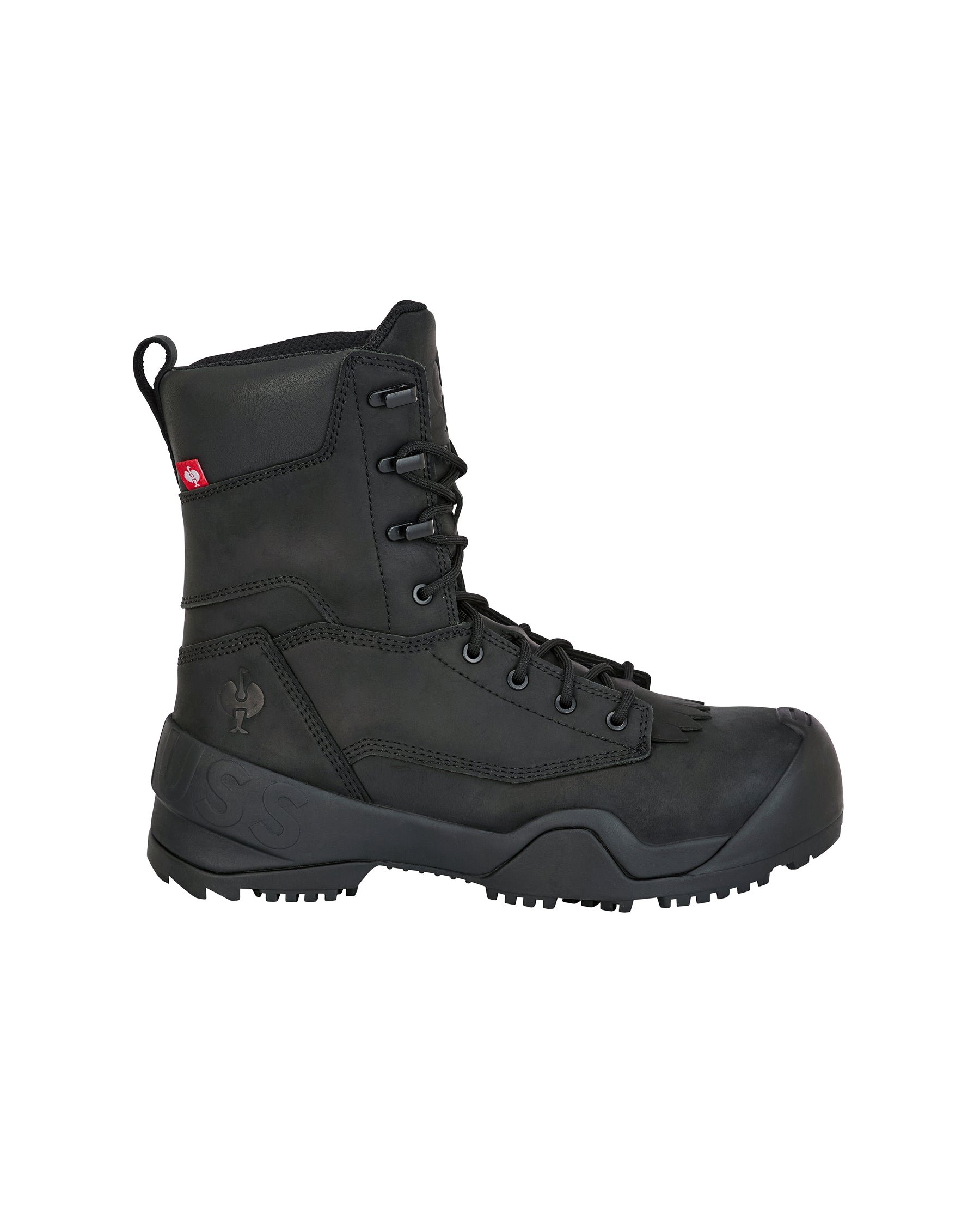 STRAUSS Edmonton 8-inch Steel Toe Work Boot in Black, side profile view