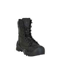 STRAUSS Edmonton 8-inch Steel Toe Work Boot in Black, front three-quarter view