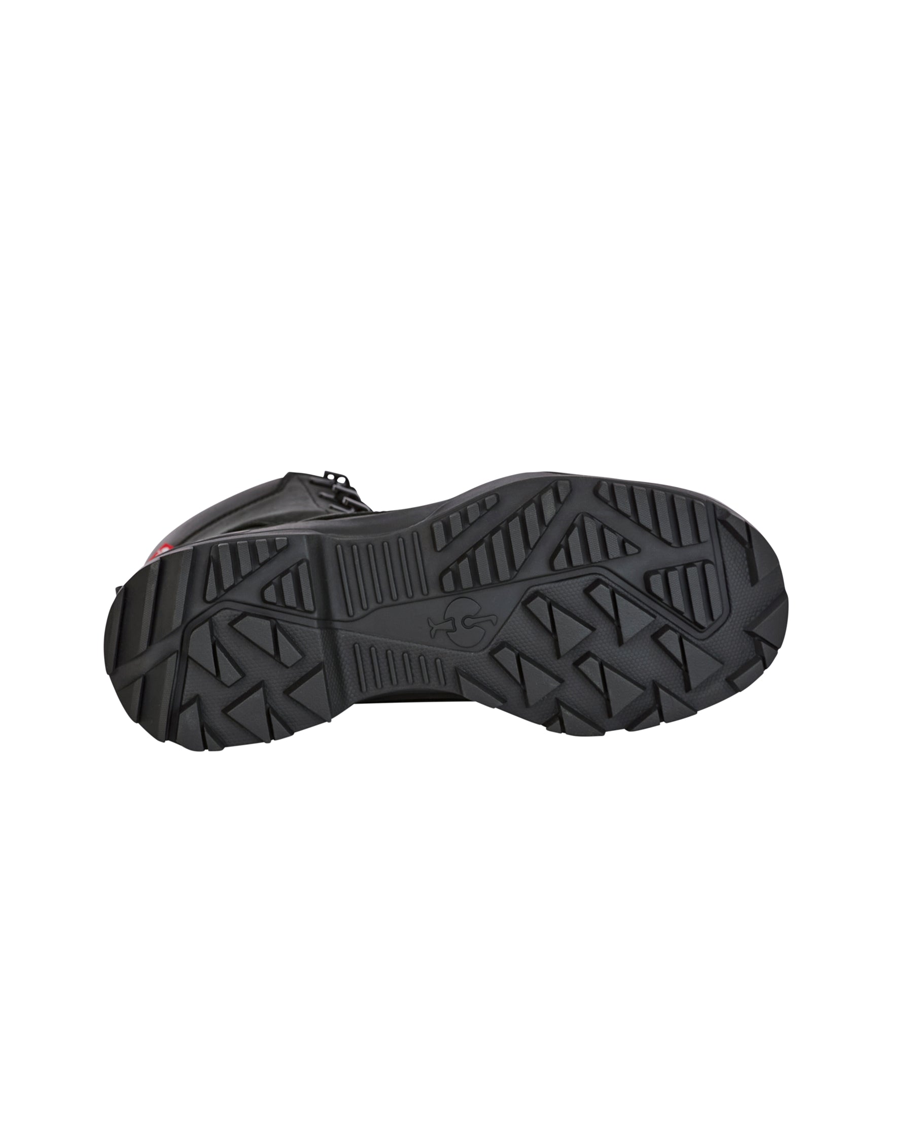 Outsole tread view of the STRAUSS Edmonton 8-inch Steel Toe Work Boot in Black