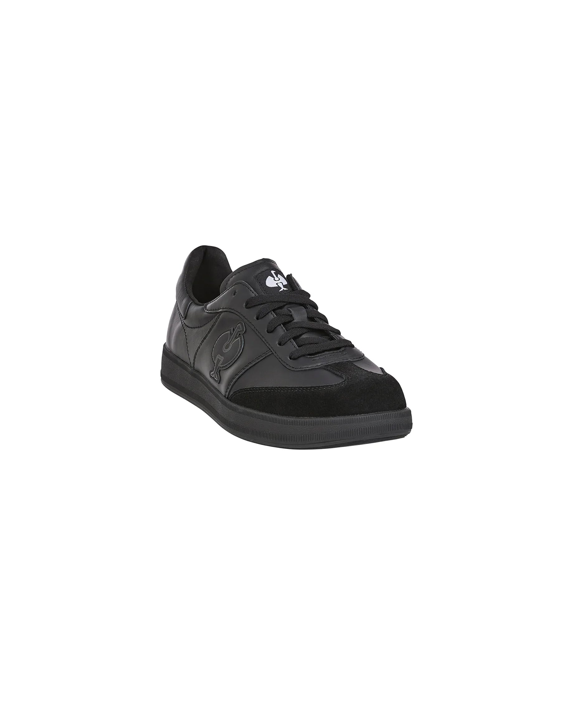 STRAUSS Brooklyn Steel Toe Work Shoe in Black, front three-quarter view