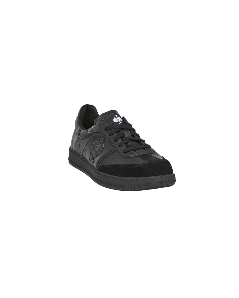 STRAUSS Brooklyn Steel Toe Work Shoe in Black, front three-quarter view