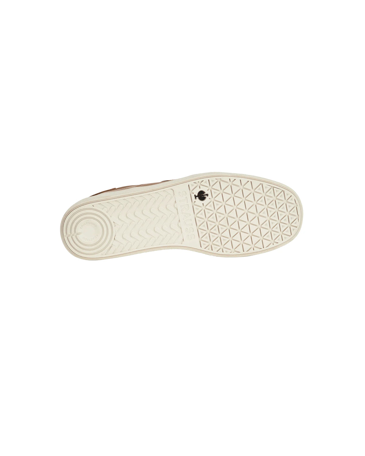 Outsole tread view of the STRAUSS Brooklyn Steel Toe Work Shoe in Almond brown