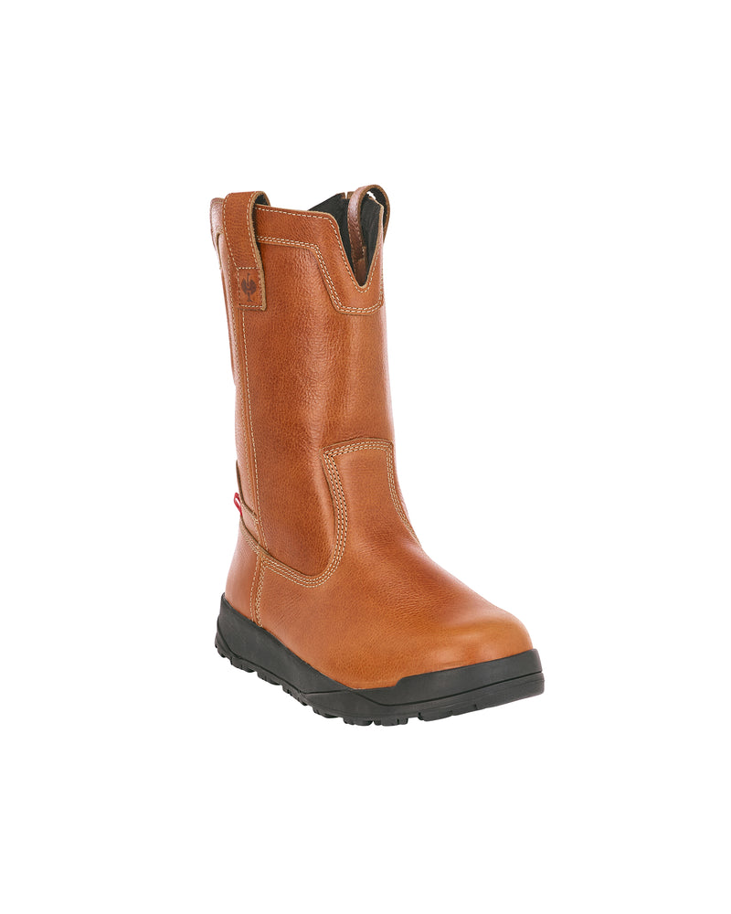 STRAUSS Kingston 11-inch Steel Toe Work Boot in Light brown, front three-quarter view