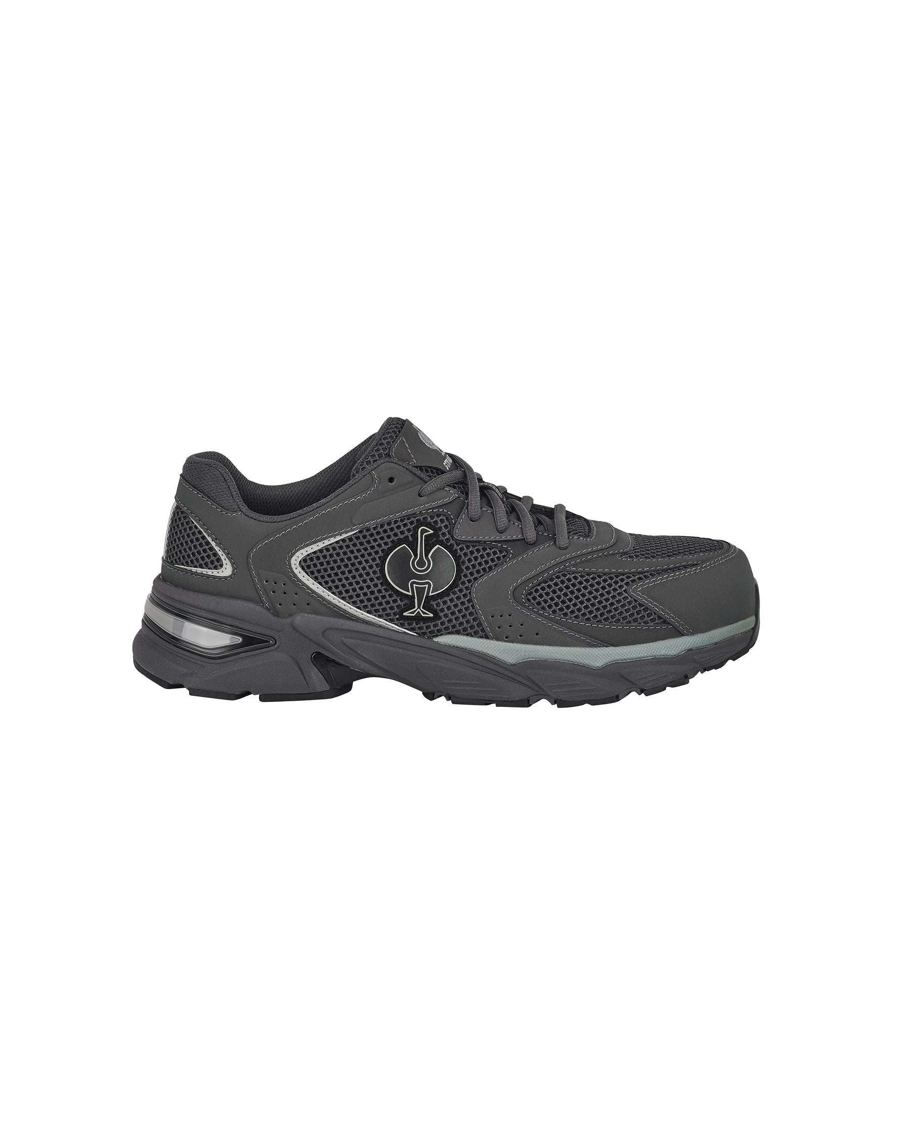 STRAUSS St. Louis Composite Toe Work Shoe in Carbon gray, side profile view