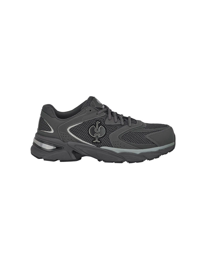 STRAUSS St. Louis Composite Toe Work Shoe in Carbon gray, side profile view
