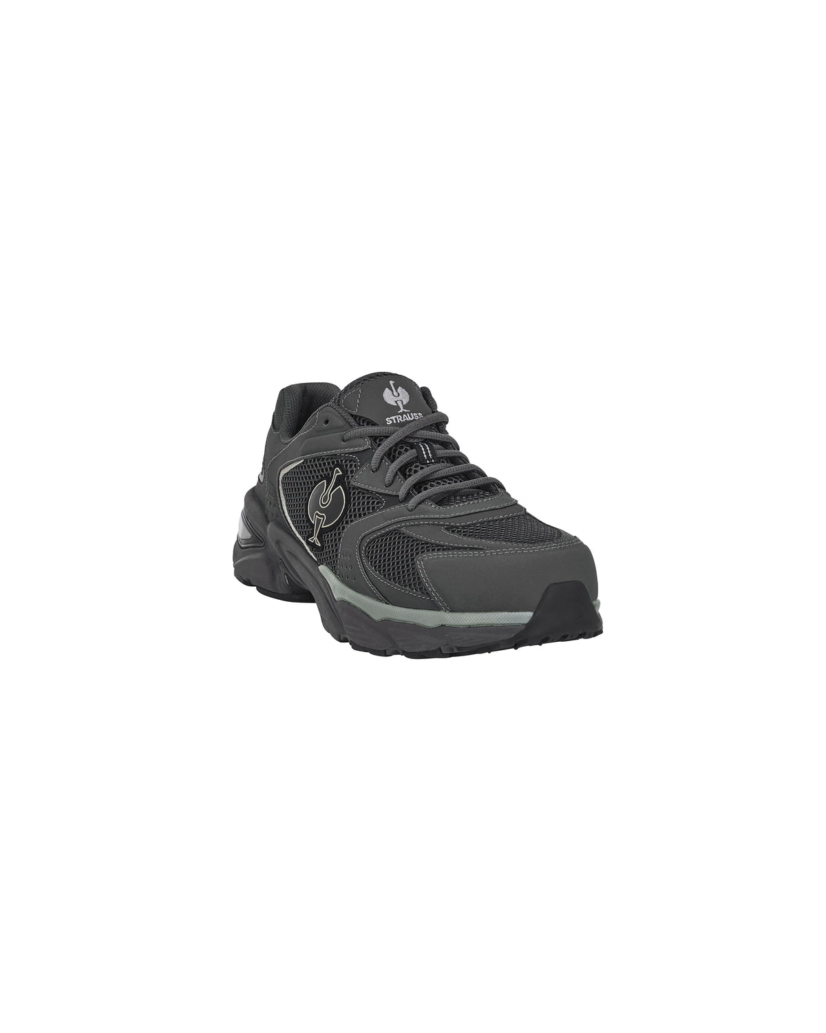 STRAUSS St. Louis Composite Toe Work Shoe in Carbon gray, front three-quarter view