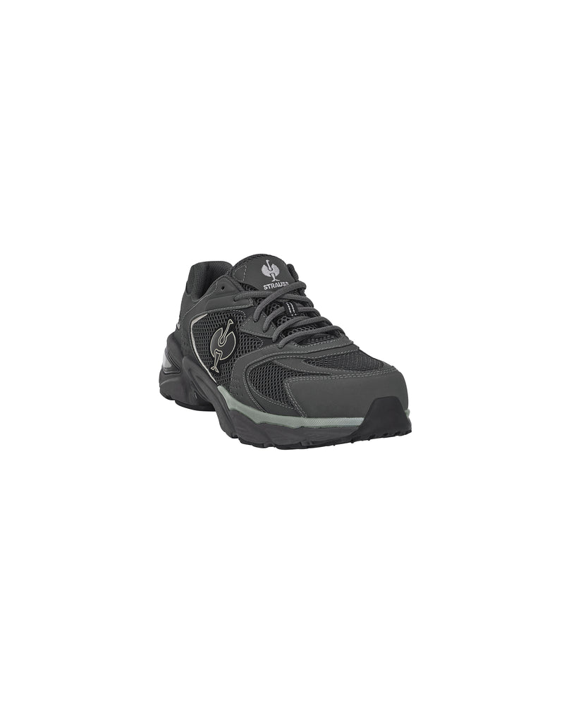 STRAUSS St. Louis Composite Toe Work Shoe in Carbon gray, front three-quarter view