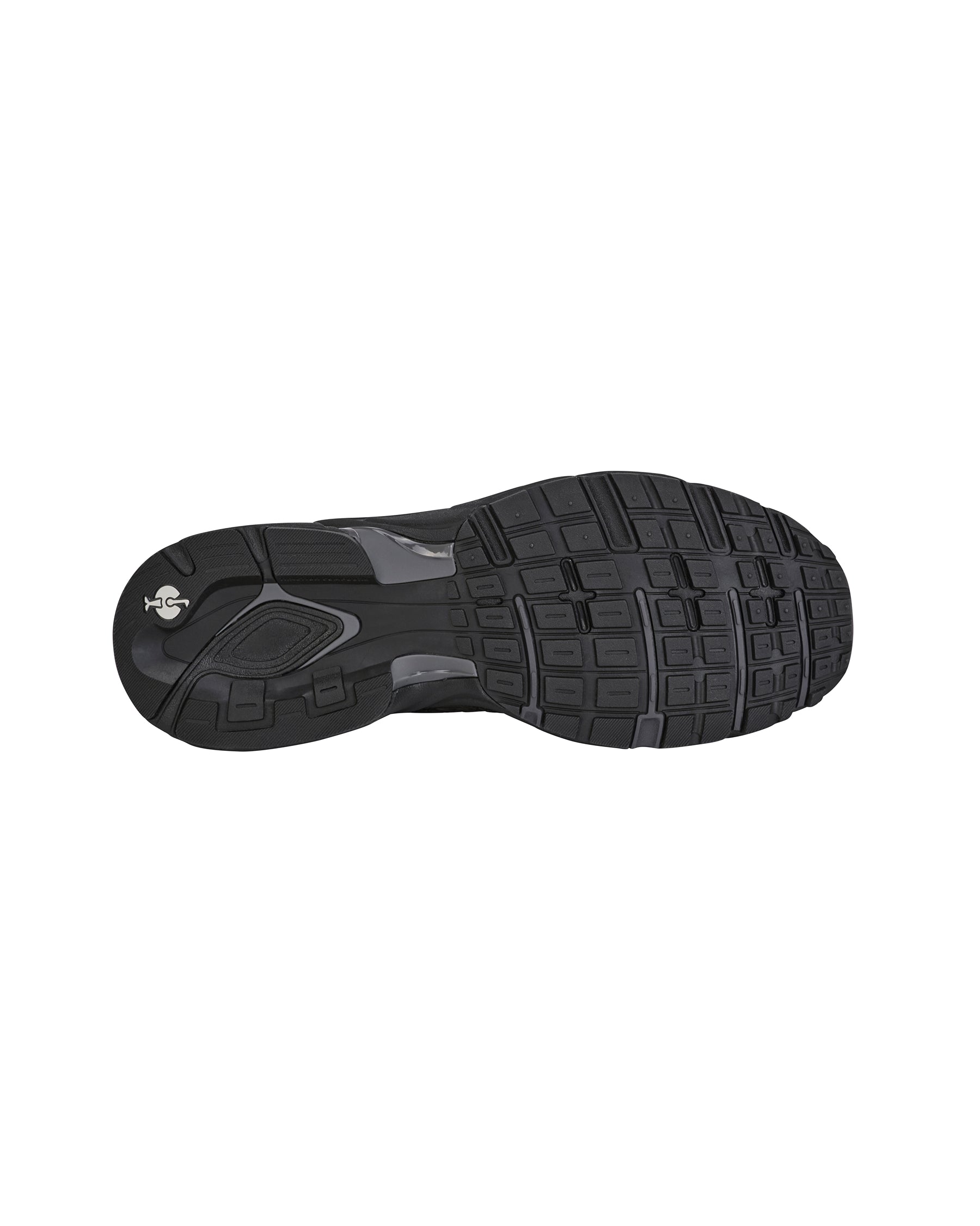 Outsole tread view of the STRAUSS St. Louis Composite Toe Work Shoe in Black