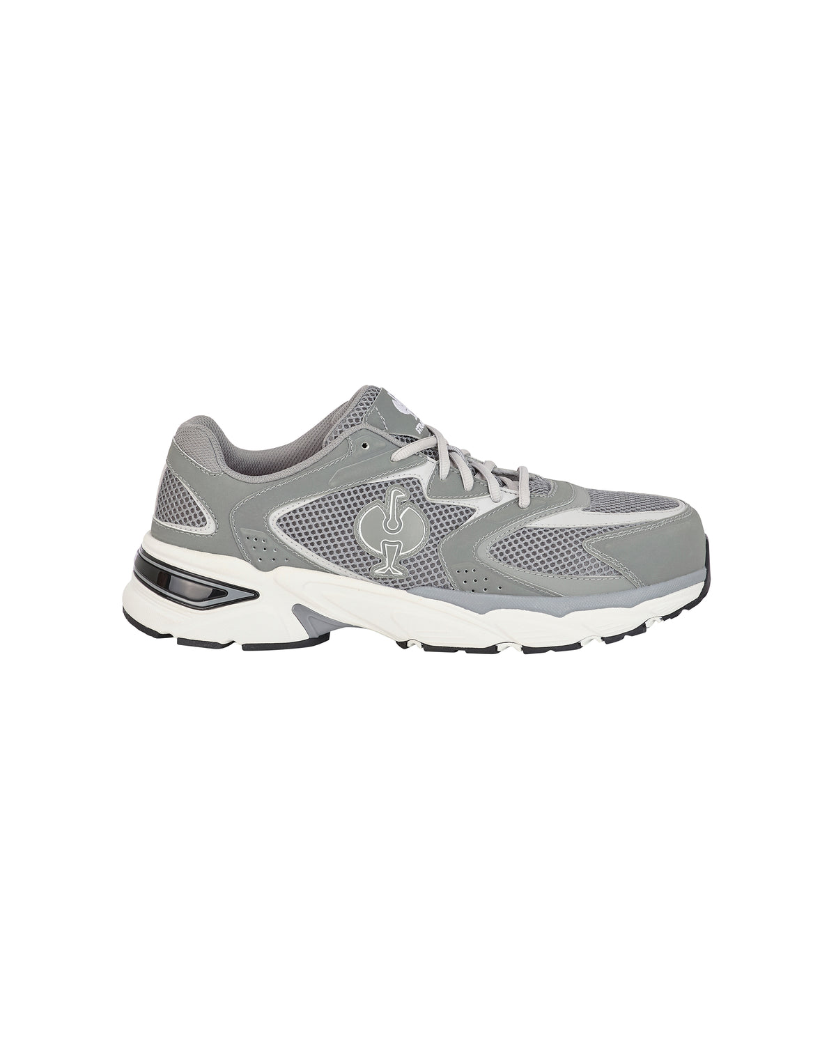 STRAUSS St. Louis Composite Toe Work Shoe in Pearl gray, side profile view
