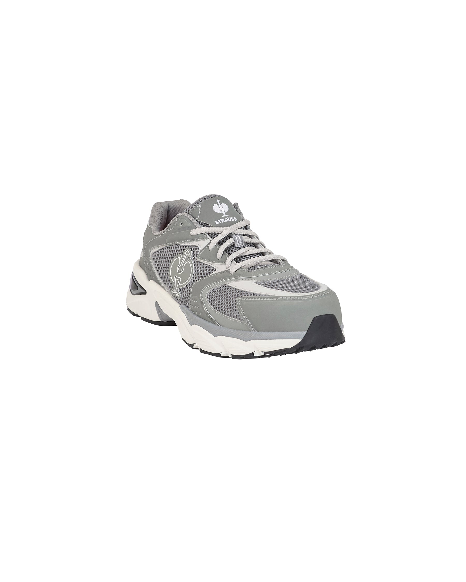 STRAUSS St. Louis Composite Toe Work Shoe in Pearl gray, front three-quarter view
