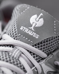 Close-up of the Pearl gray St. Louis Composite Toe Work Shoe upper and laces