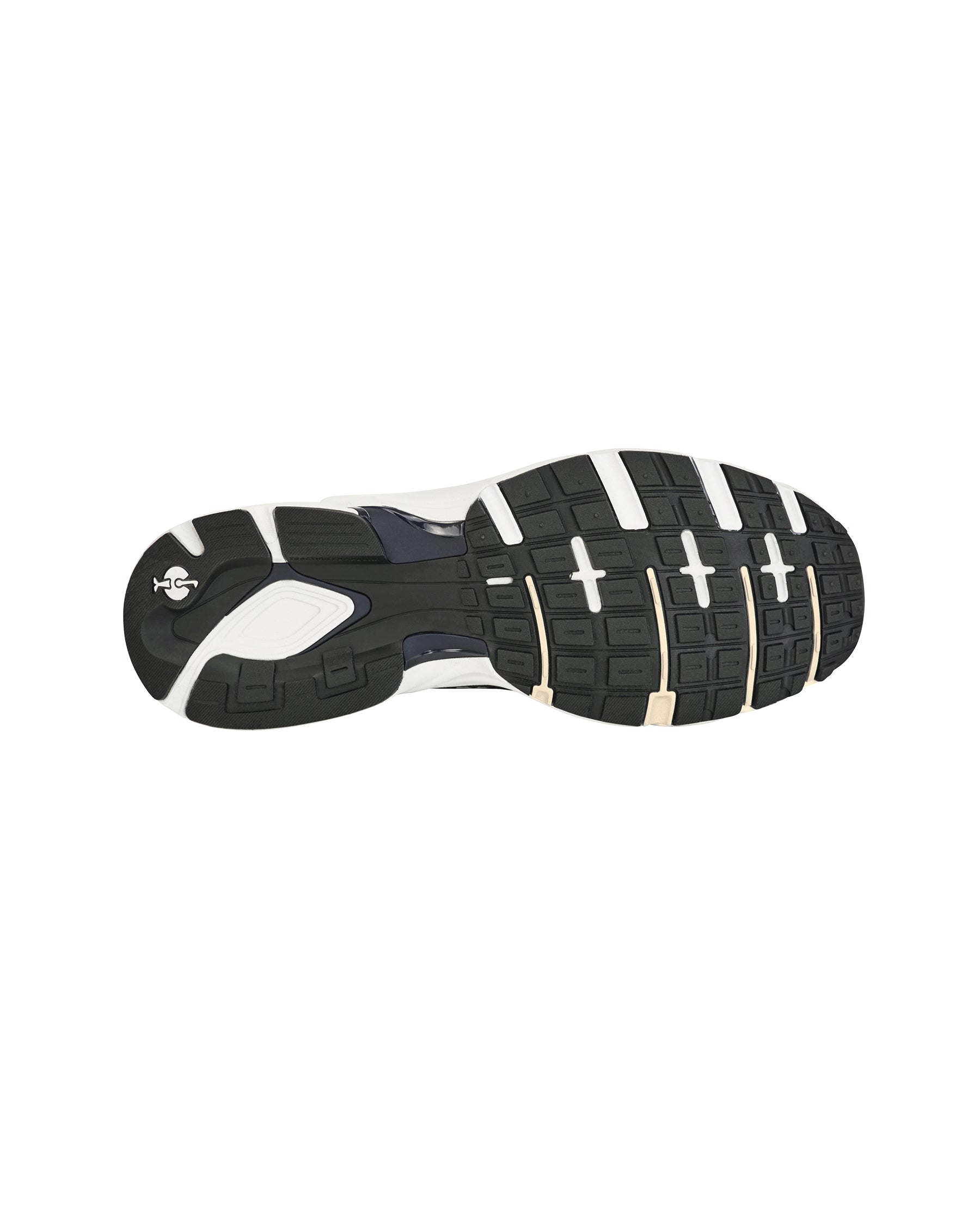 Outsole tread view of the STRAUSS St. Louis Composite Toe Work Shoe in Nero blue