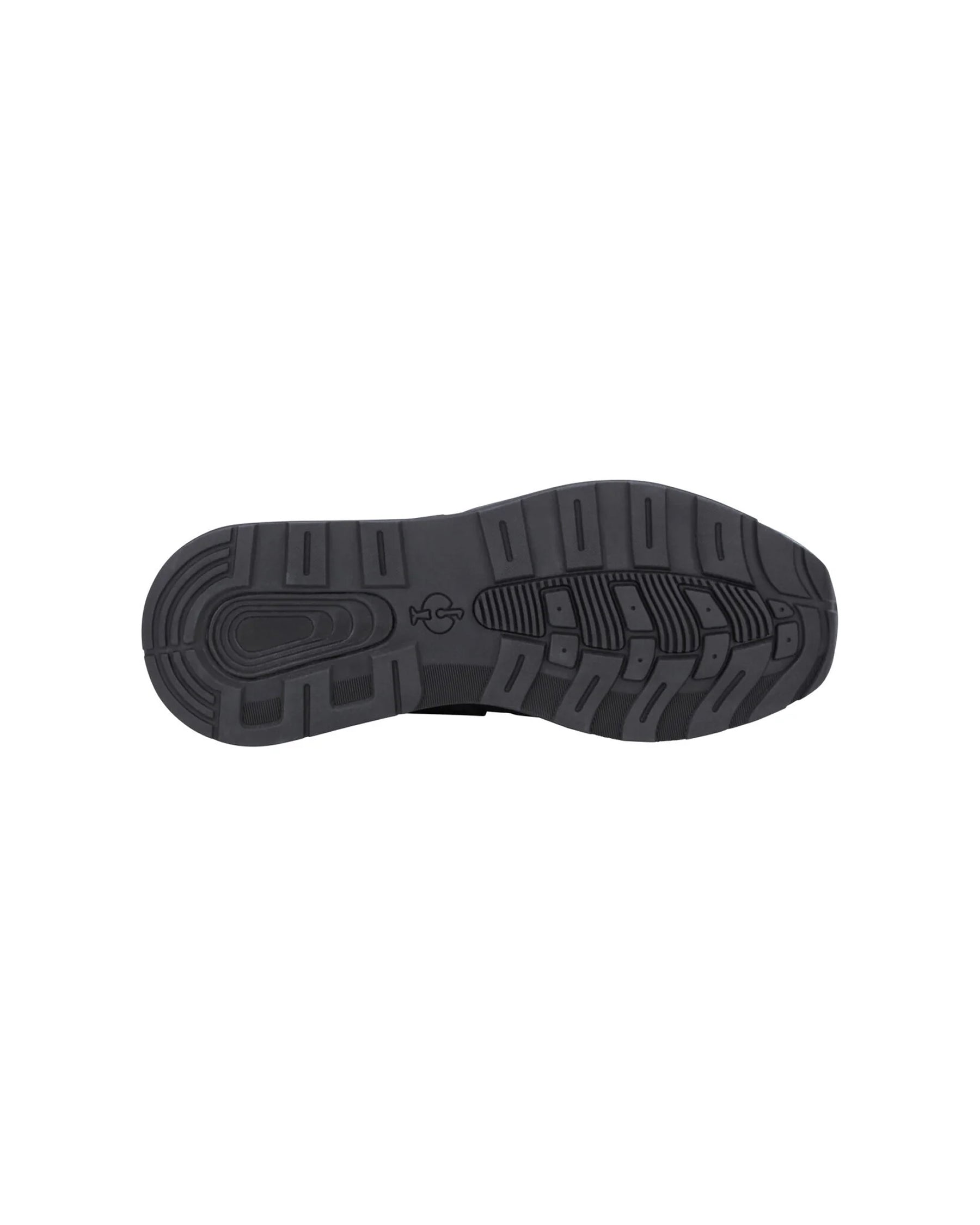 Outsole tread view of the STRAUSS Canberra Steel Toe Work Shoe in Black