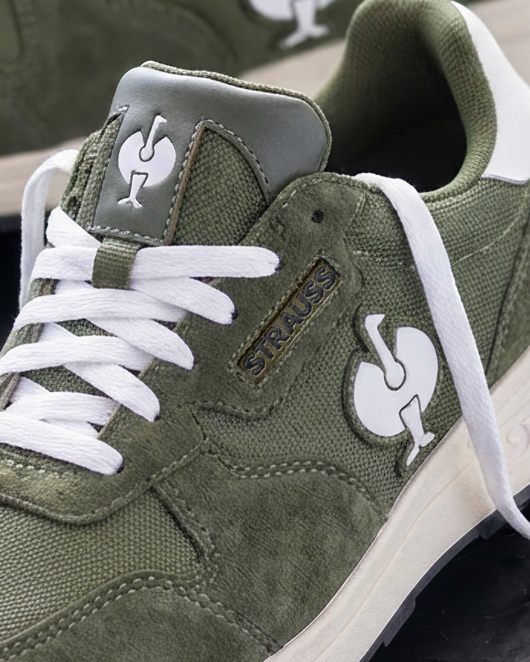 Close-up of the Disguise green Canberra Steel Toe Work Shoe material