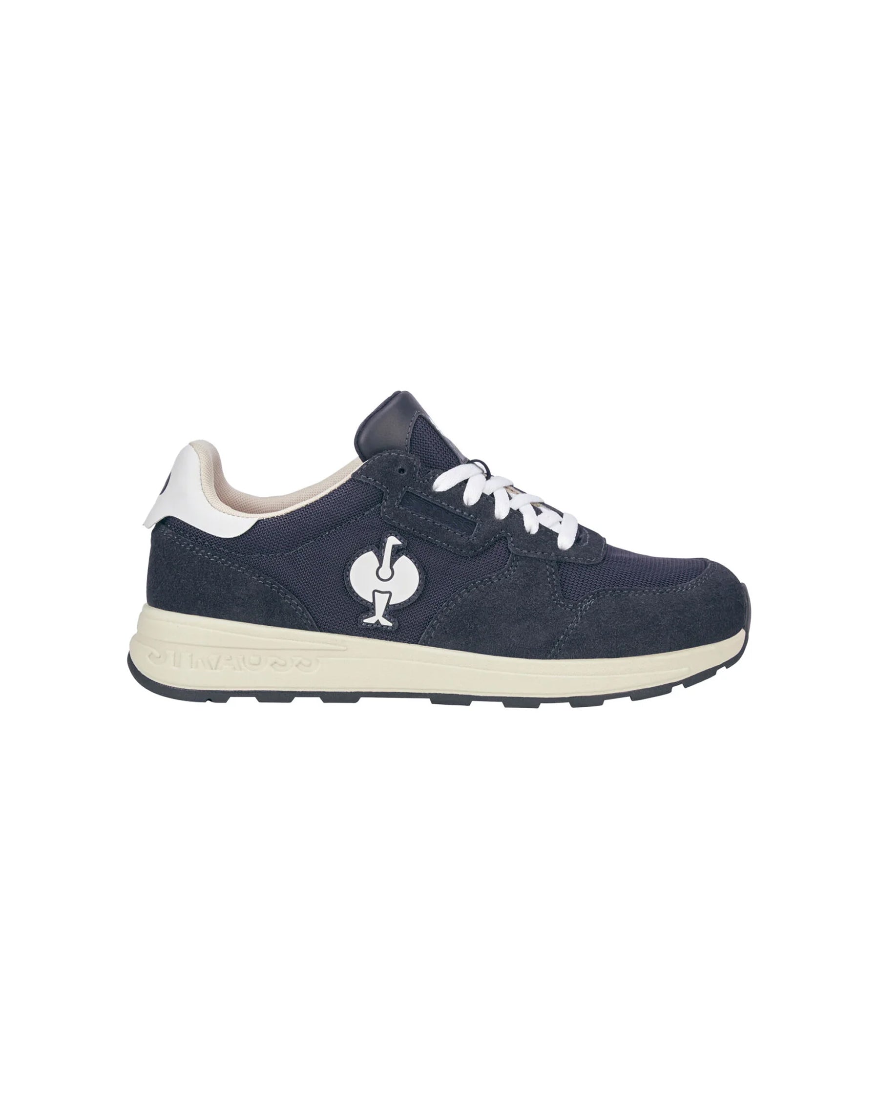 STRAUSS Canberra Steel Toe Work Shoe in Nero blue, side profile view