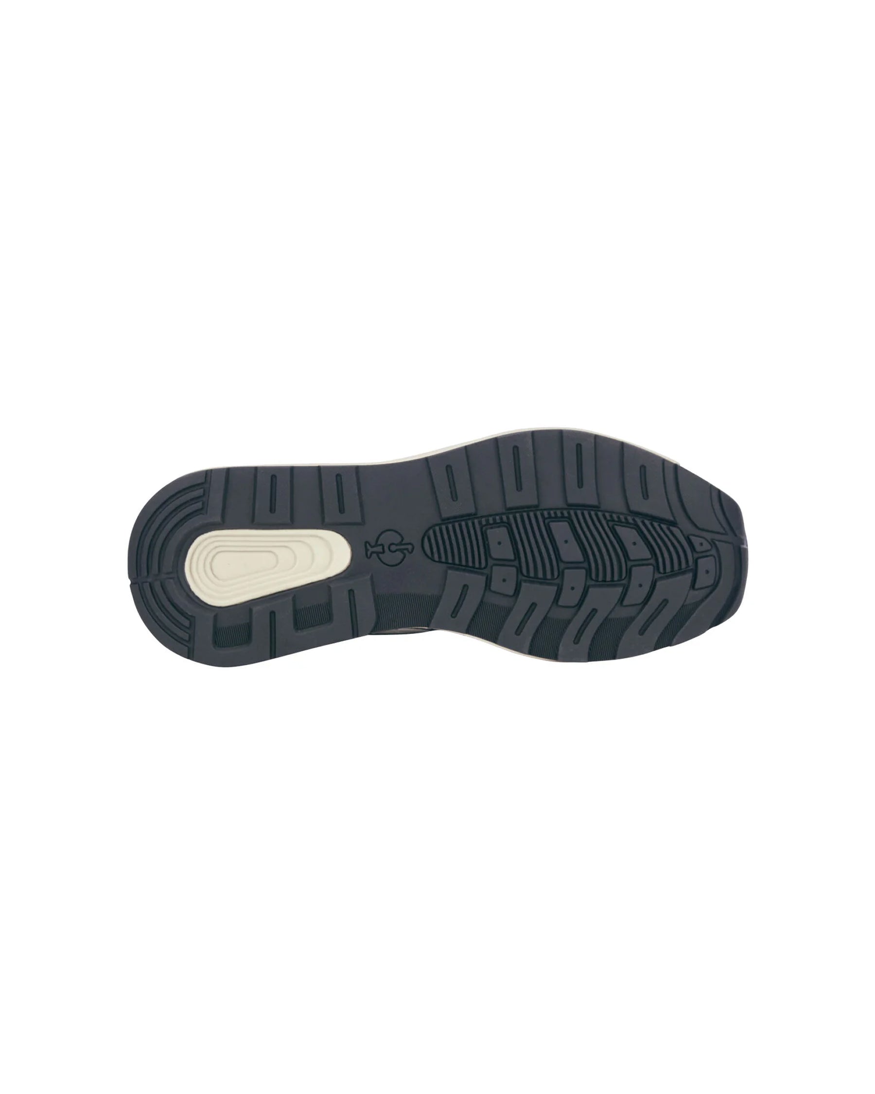 Outsole tread view of the STRAUSS Canberra Steel Toe Work Shoe in Nero blue