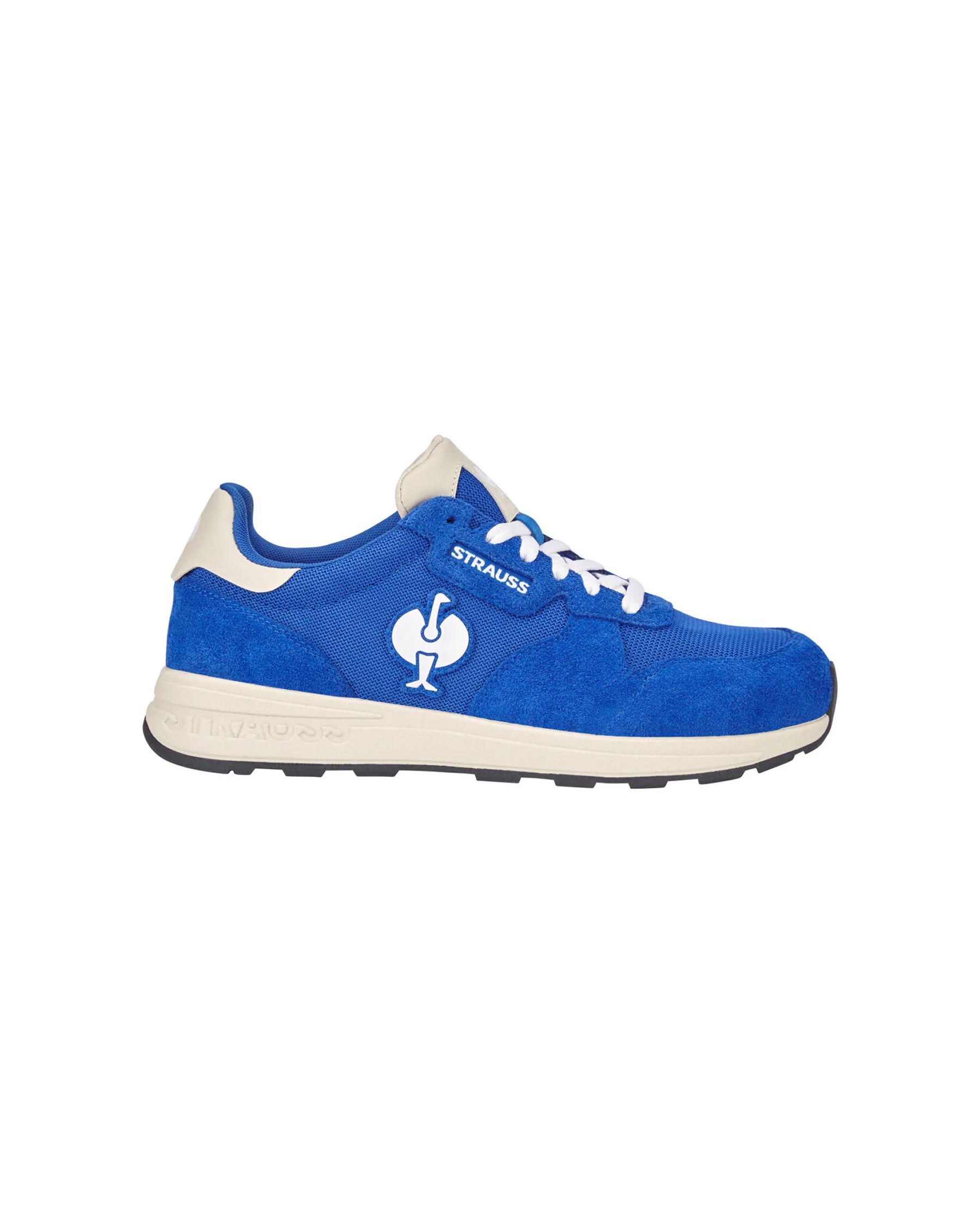 STRAUSS Canberra Steel Toe Work Shoe in Gentian blue, side profile view