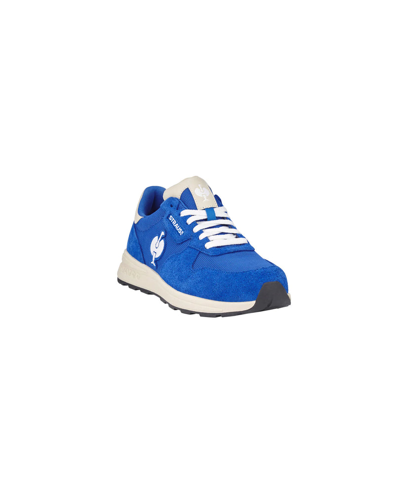 STRAUSS Canberra Steel Toe Work Shoe in Gentian blue, front three-quarter view