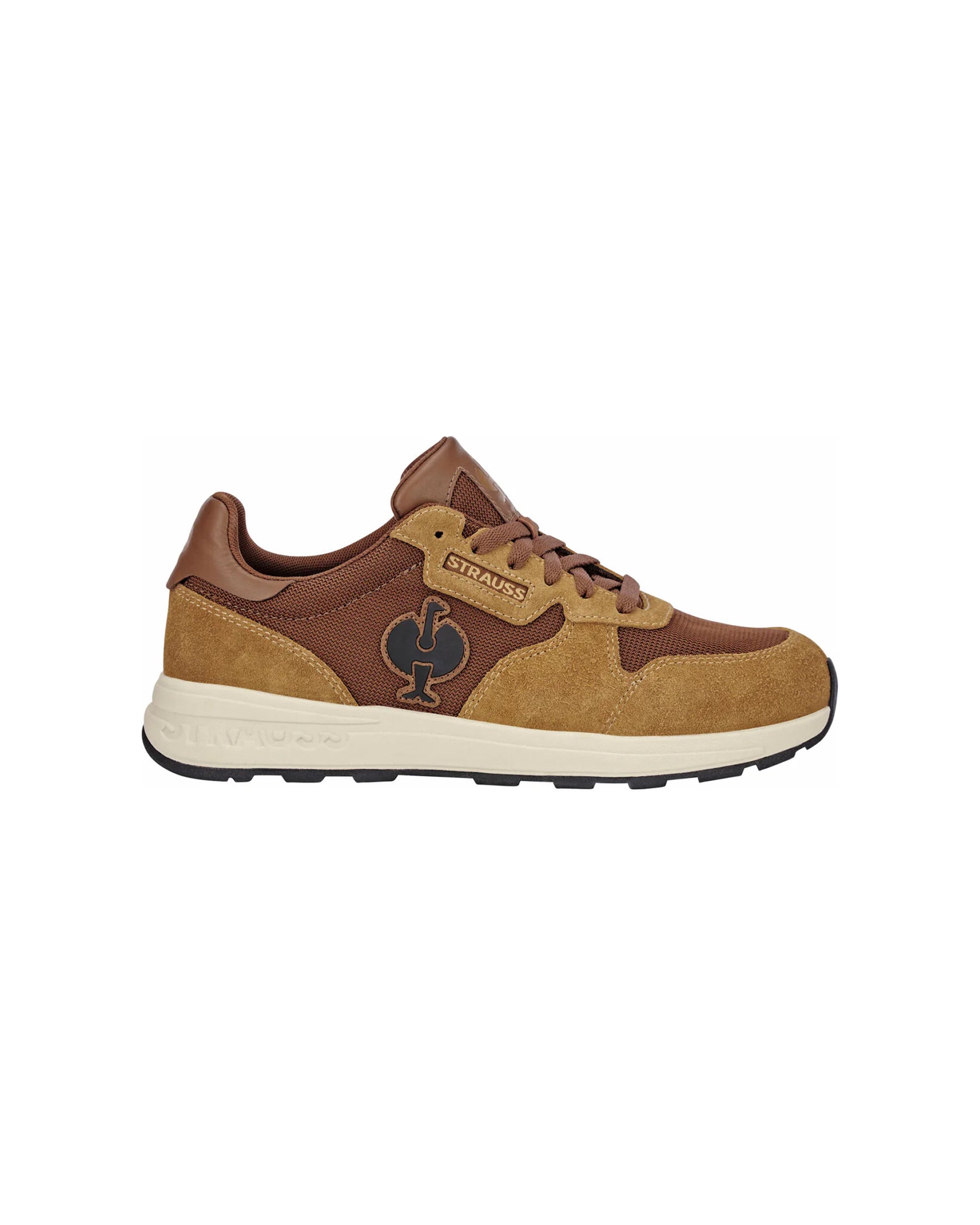 STRAUSS Canberra Steel Toe Work Shoe in Desert brown, side profile view