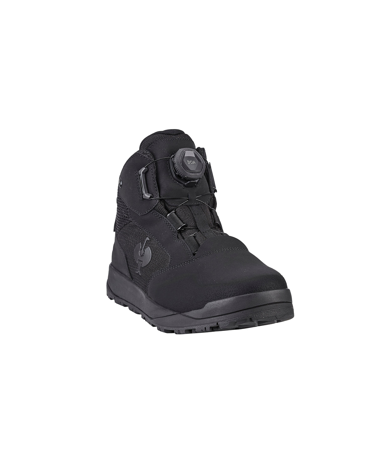 STRAUSS Murcia 6-inch Steel Toe Work Boot in Black, front three-quarter view