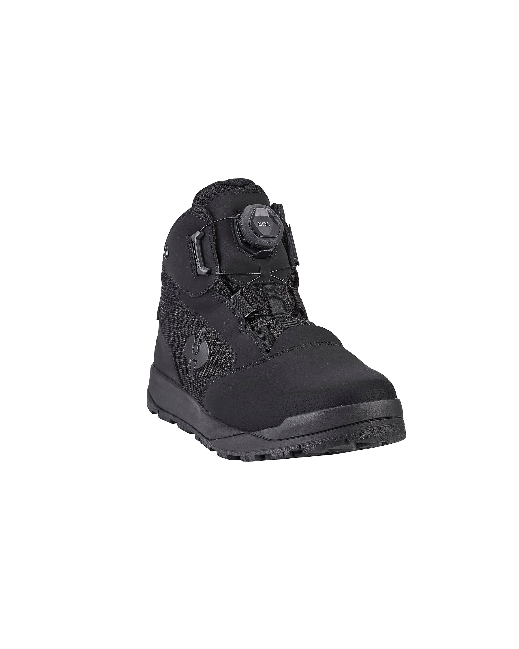 STRAUSS Murcia 6-inch Steel Toe Work Boot in Black, front three-quarter view