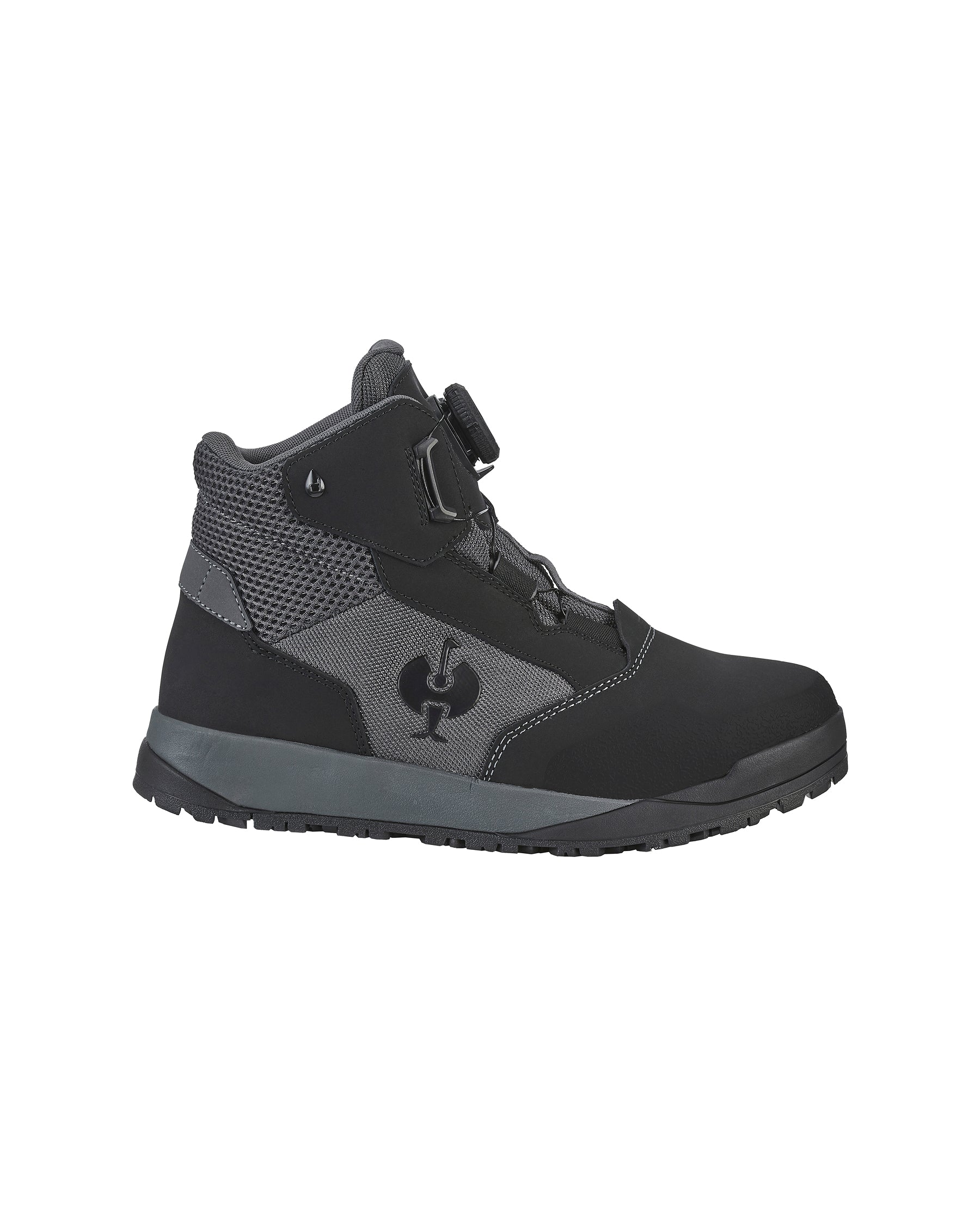 STRAUSS Murcia 6-inch Steel Toe Work Boot in Carbon gray and Black, side profile view