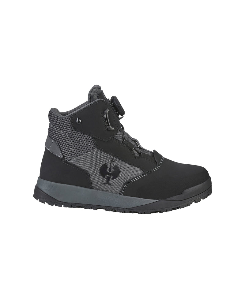 STRAUSS Murcia 6-inch Steel Toe Work Boot in Carbon gray and Black, side profile view