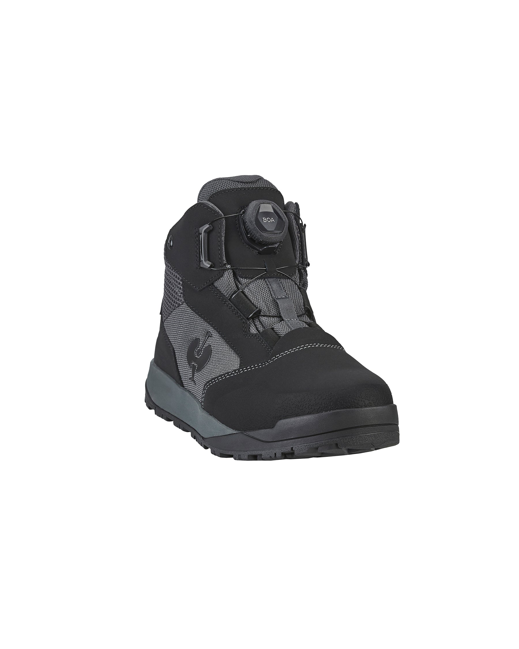 STRAUSS Murcia 6-inch Steel Toe Work Boot in Carbon gray and Black, front three-quarter view