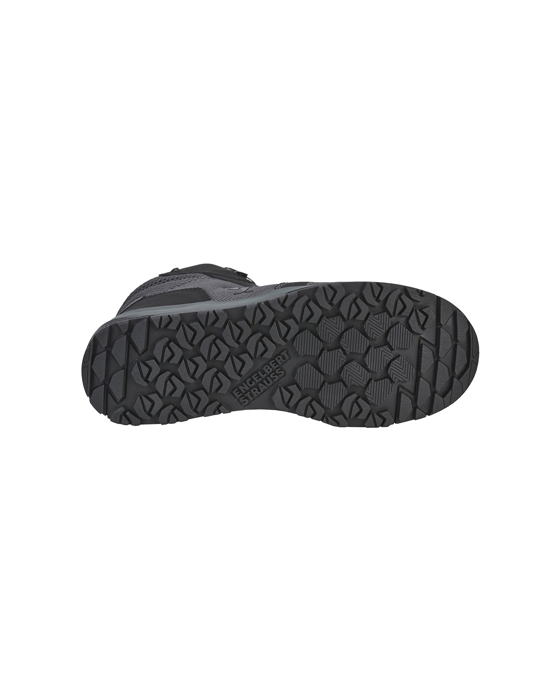 Outsole tread view of the STRAUSS Murcia 6-inch Steel Toe Work Boot in Carbon gray and Black