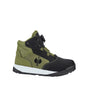 STRAUSS Murcia 6-inch Steel Toe Work Boot in Black and Mountain green, side profile view