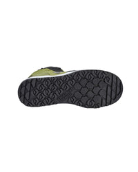 Outsole tread view of the STRAUSS Murcia 6-inch Steel Toe Work Boot in Black and Mountain green