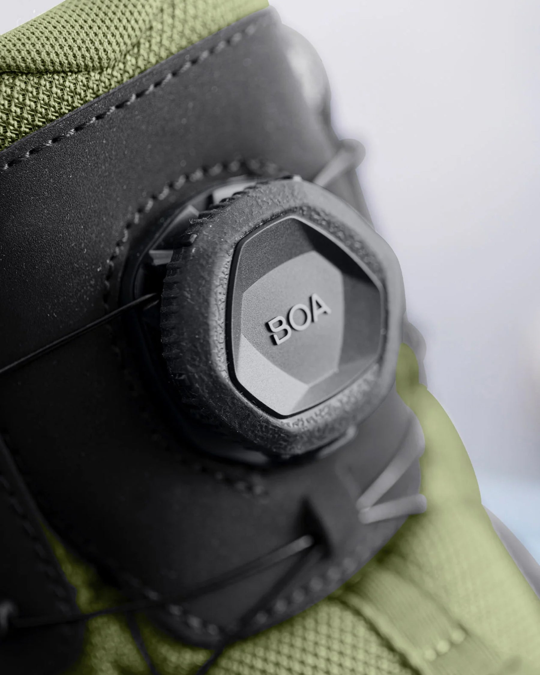 Close-up of the Black and Mountain green Murcia 6-inch Steel Toe Work Boot upper