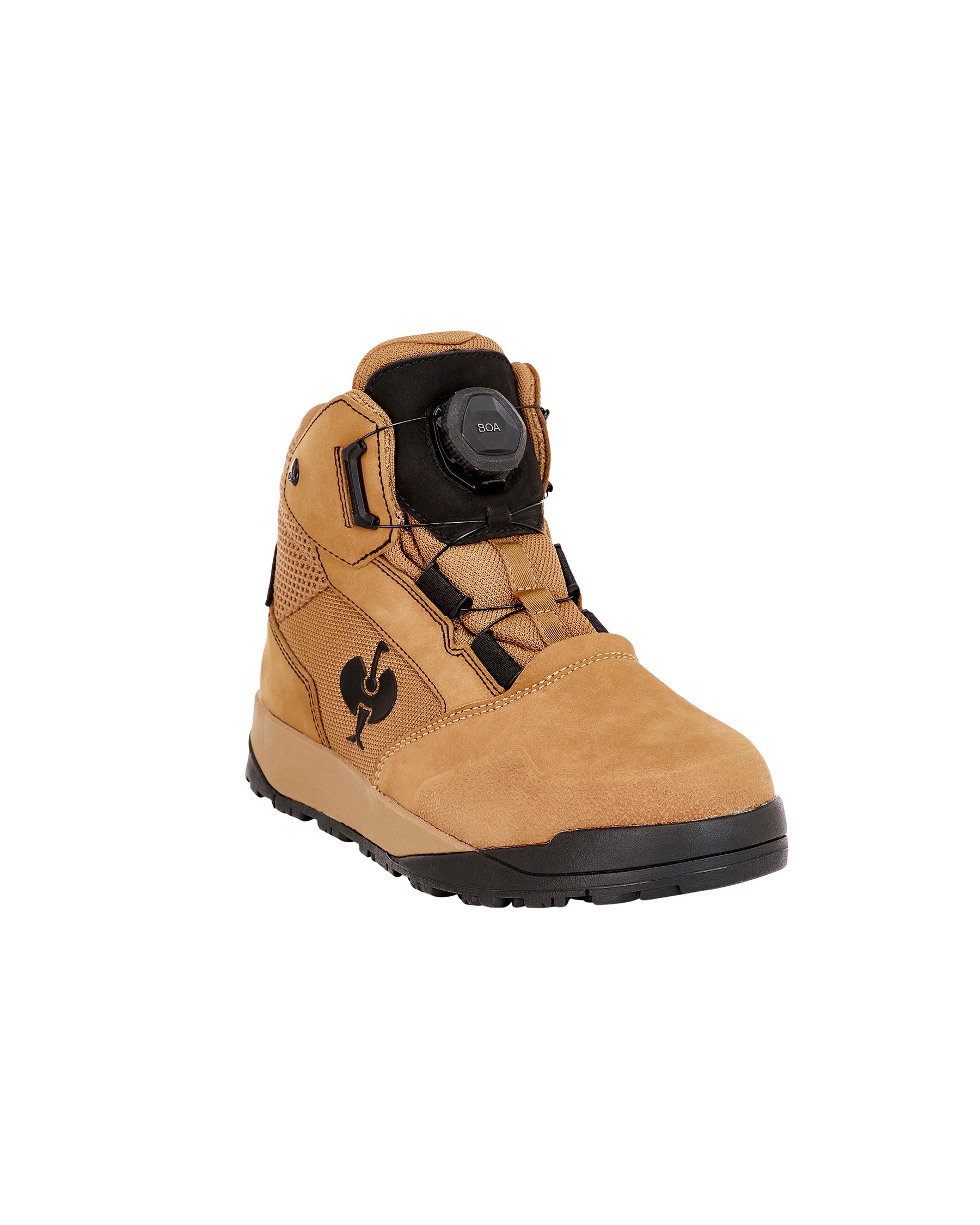 STRAUSS Murcia 6-inch Steel Toe Work Boot in Almond brown and Black, front three-quarter view
