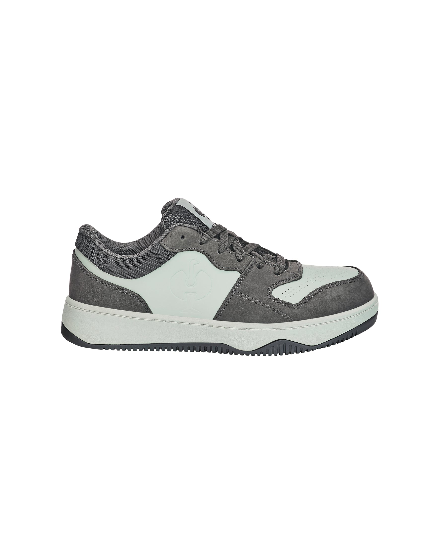 STRAUSS Eindhoven Steel Toe Work Shoe in Carbon gray and Light gray, side profile view