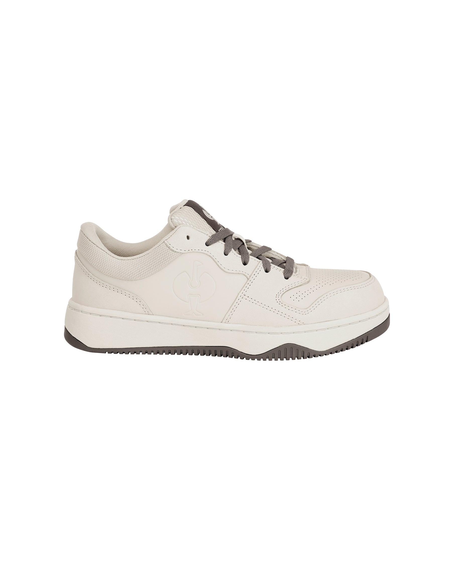 STRAUSS Eindhoven Steel Toe Work Shoe in Cream stone and Gray, side profile view