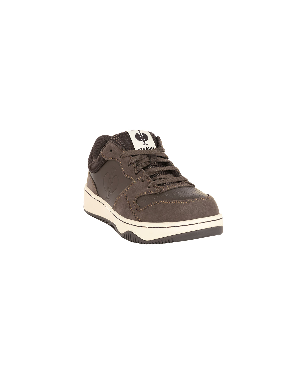 STRAUSS Eindhoven Steel Toe Work Shoe in Chestnut, front three-quarter view