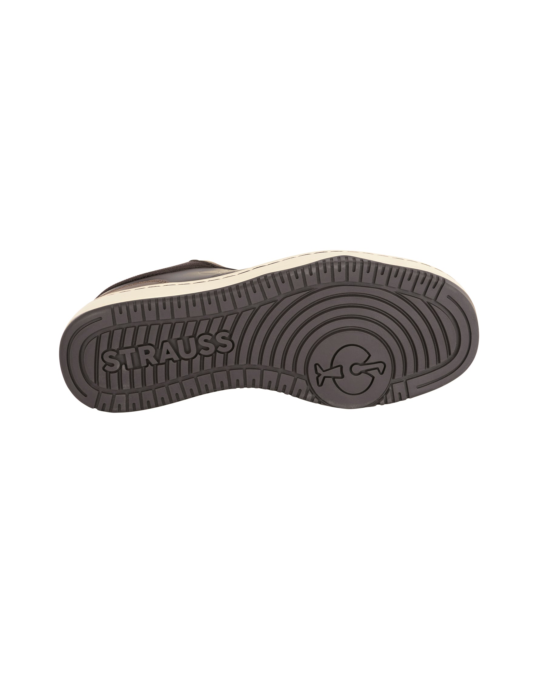 Outsole tread view of the STRAUSS Eindhoven Steel Toe Work Shoe in Chestnut