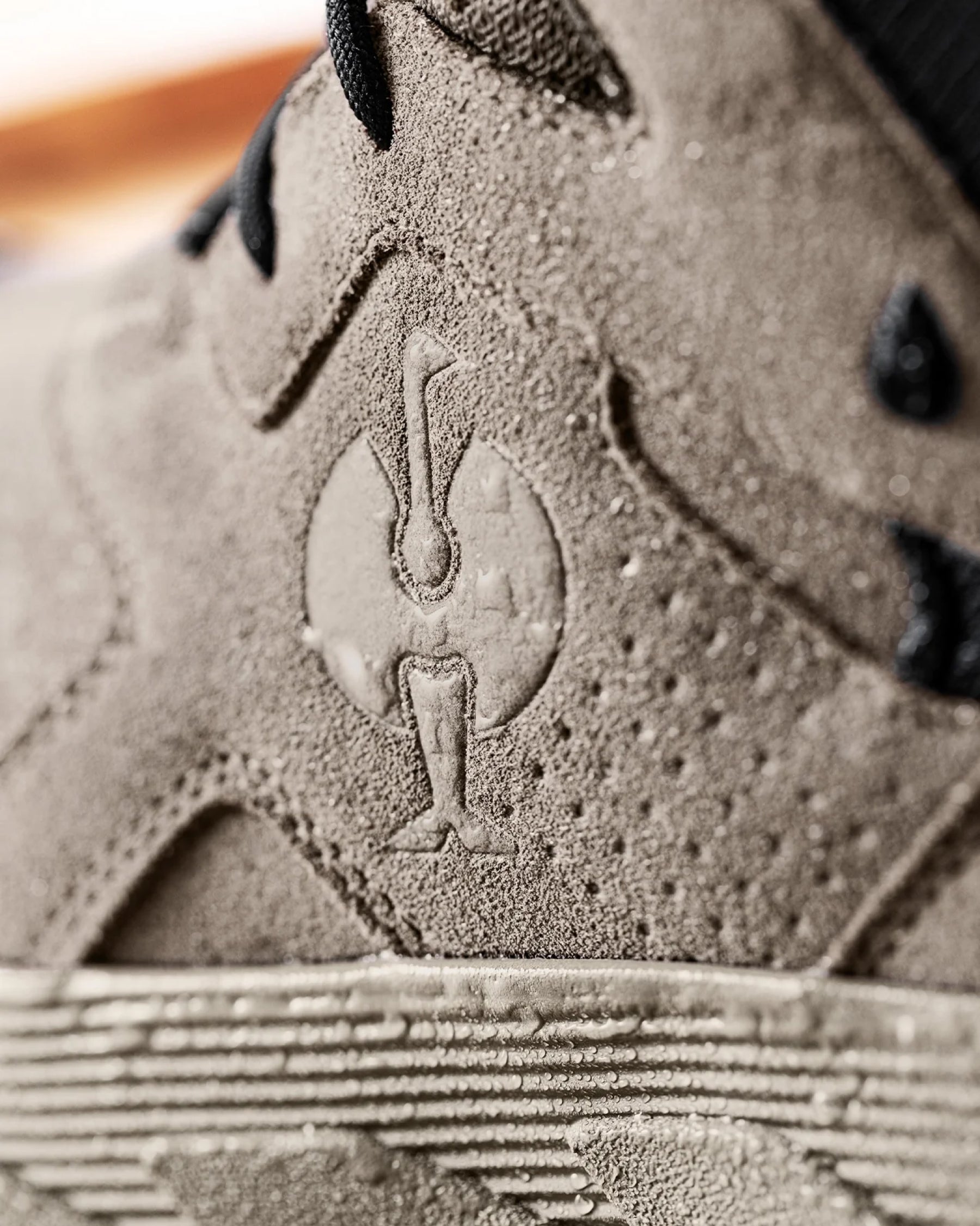 Close-up of the Dolphin gray Turin 6-inch Aluminum Toe Work Boot upper