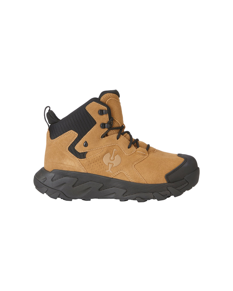 STRAUSS Turin 6-inch Aluminum Toe Work Boot in Almond brown, side profile view
