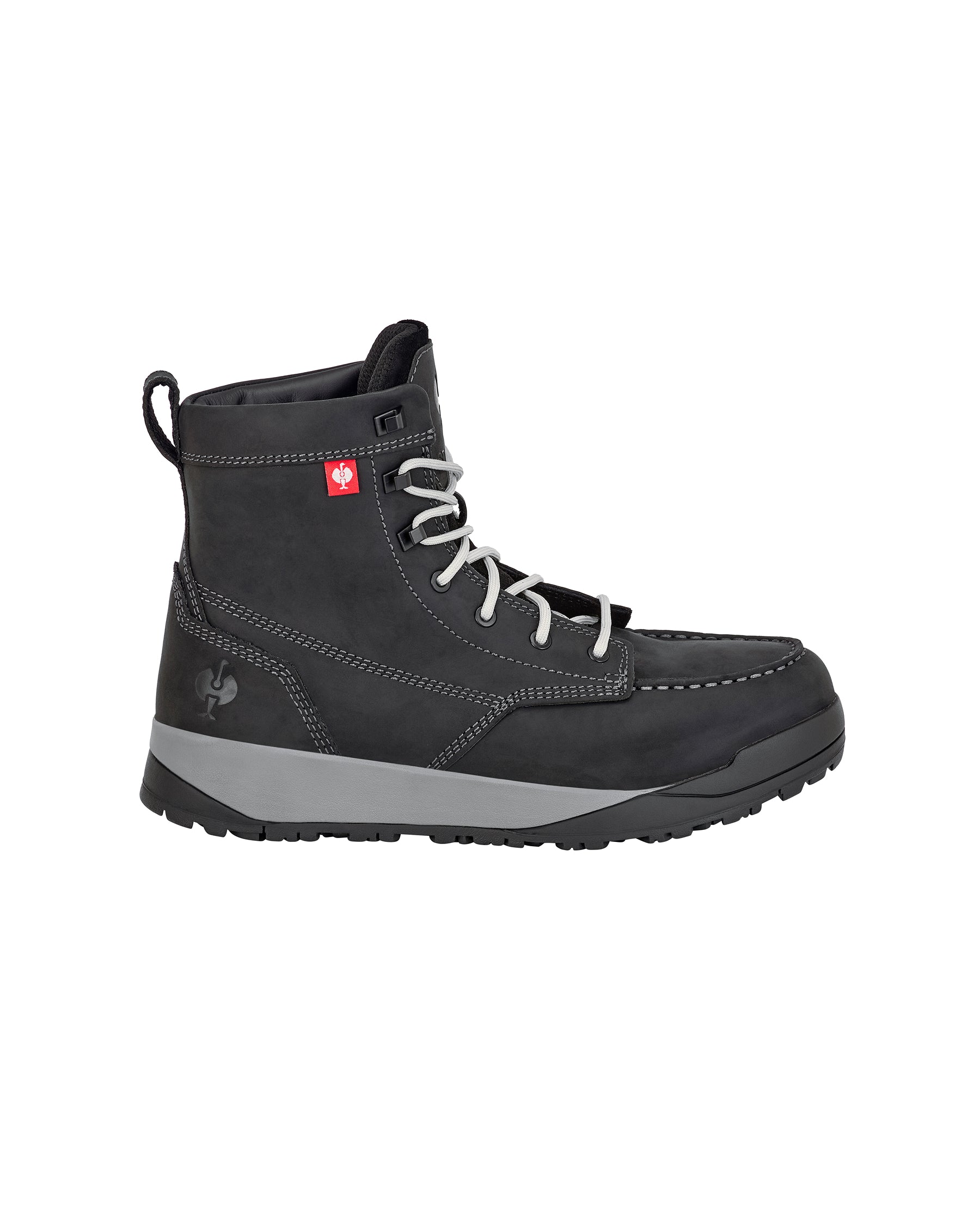 STRAUSS Omaha 6-inch Steel Toe Work Boot in Black, side profile view