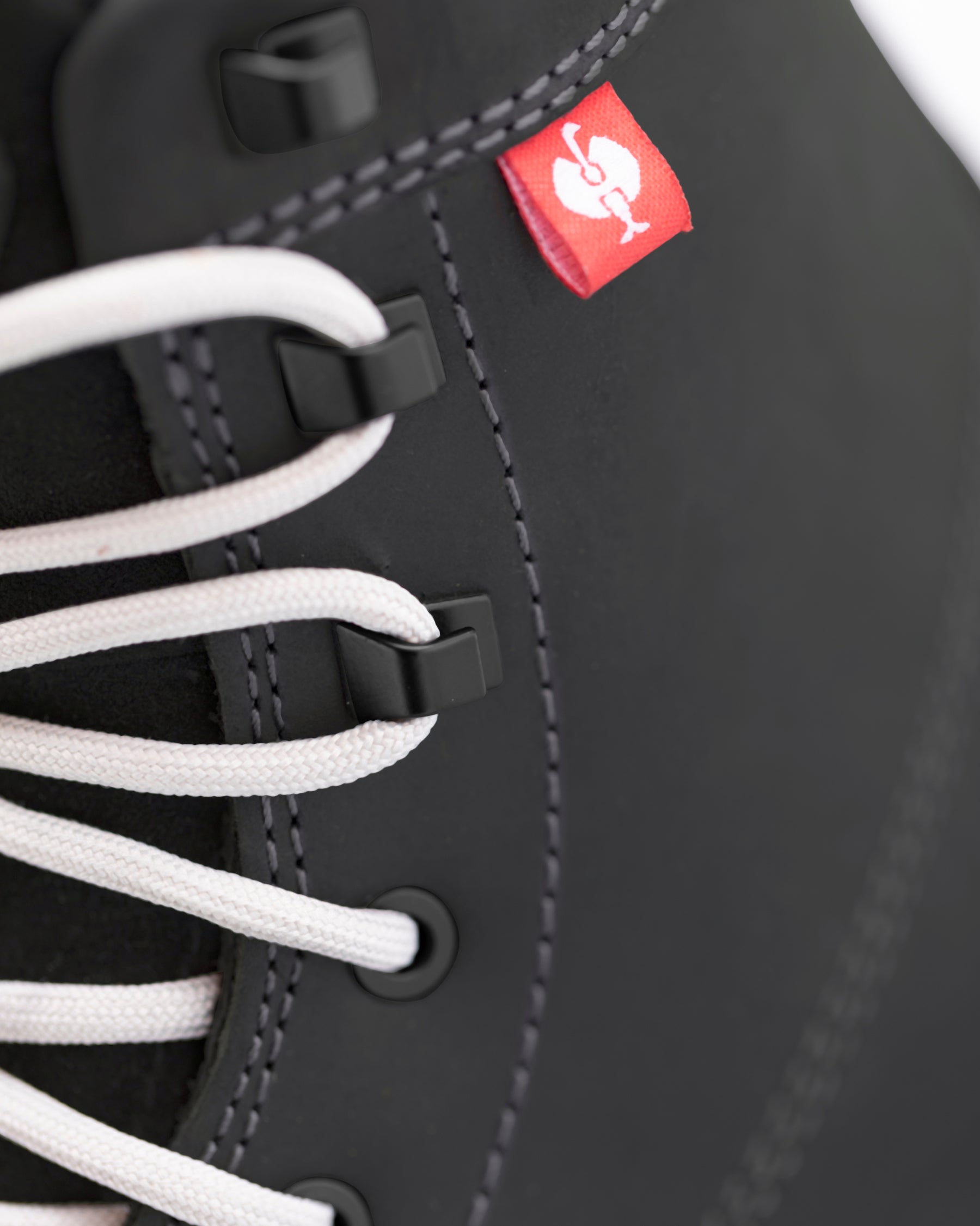 Close-up of the Black Omaha 6-inch Steel Toe Work Boot upper and laces