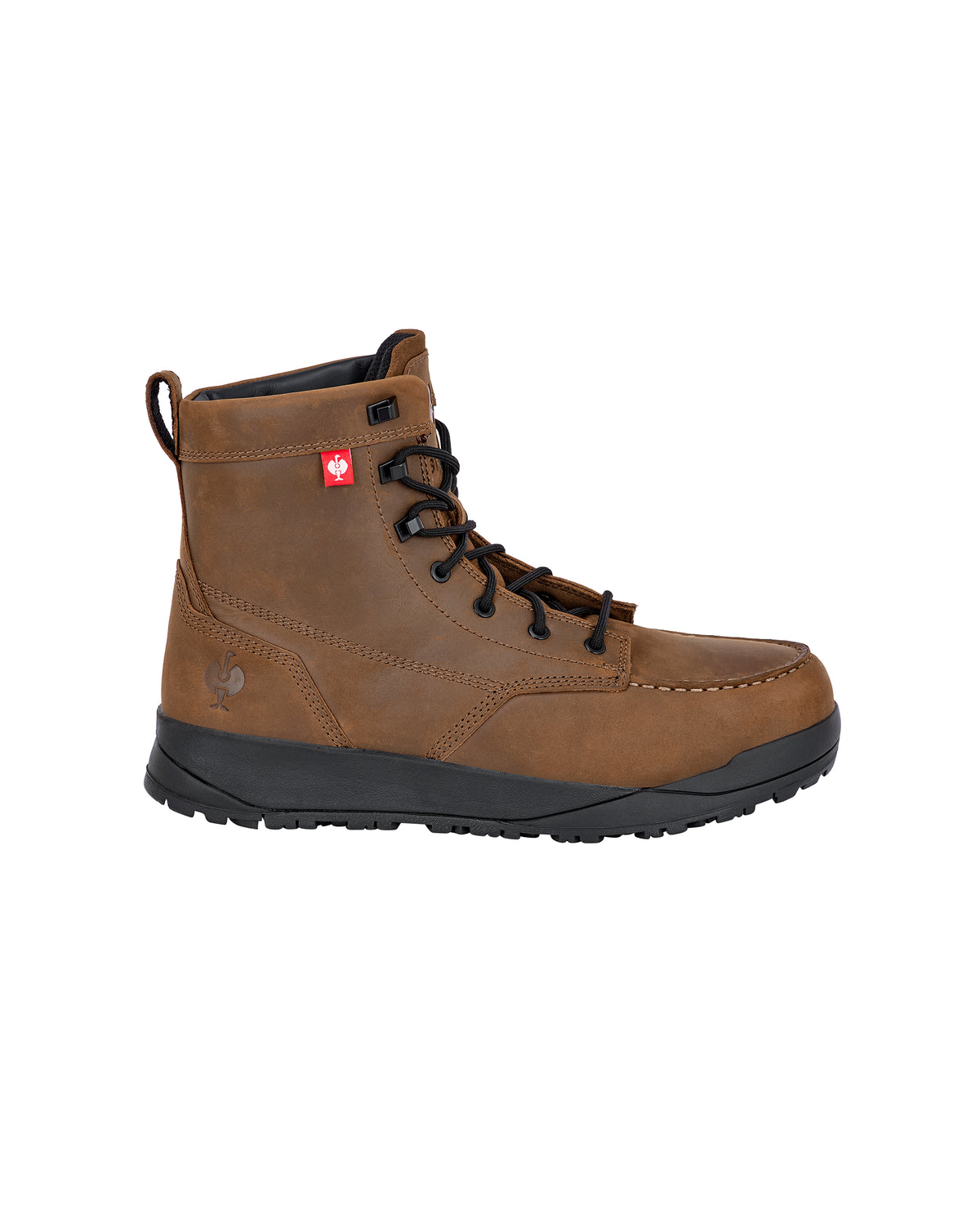 STRAUSS Omaha 6-inch Steel Toe Work Boot in Carob brown, side profile view