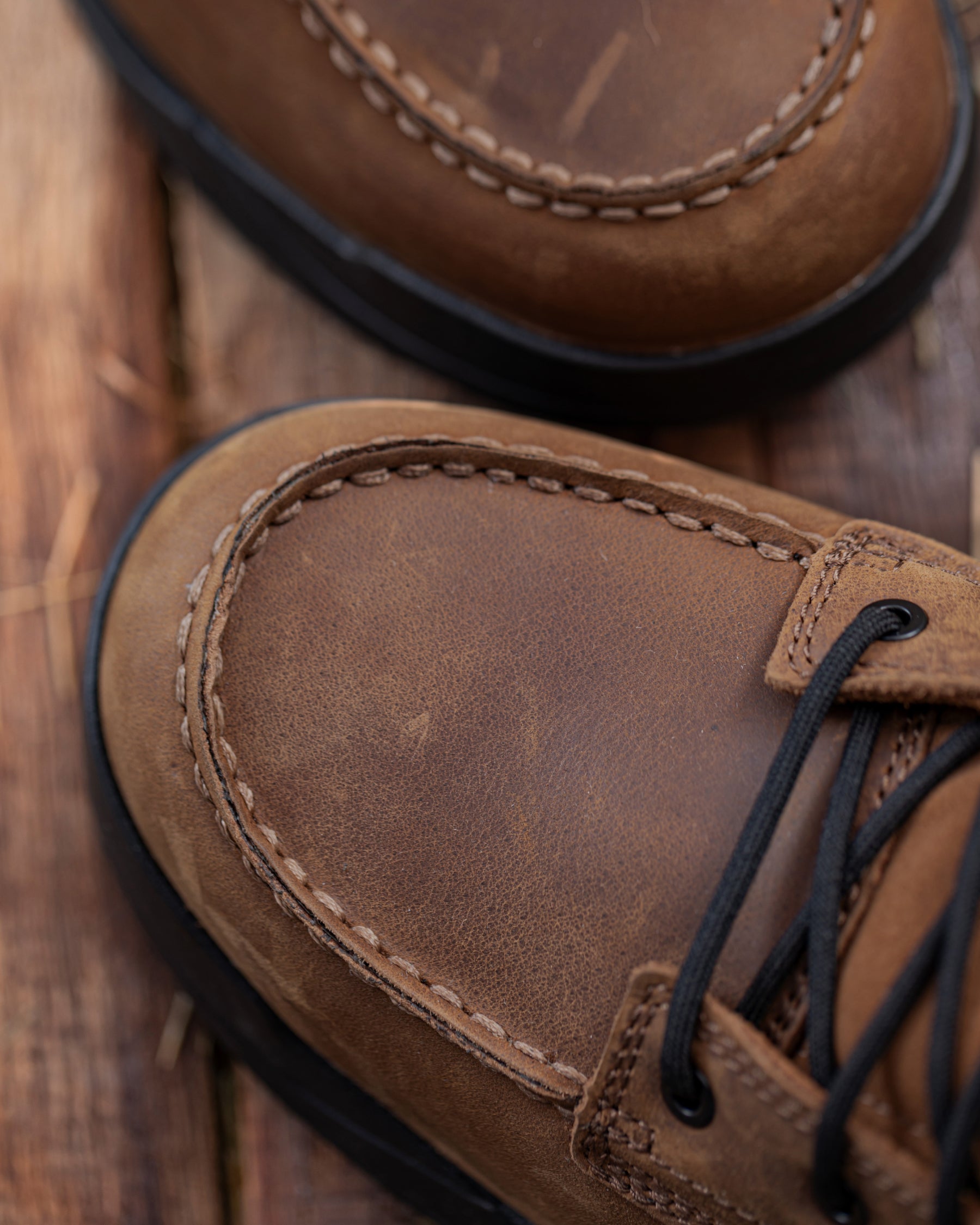 Close-up of the Omaha 6-inch Steel Toe Work Boot steel toe area