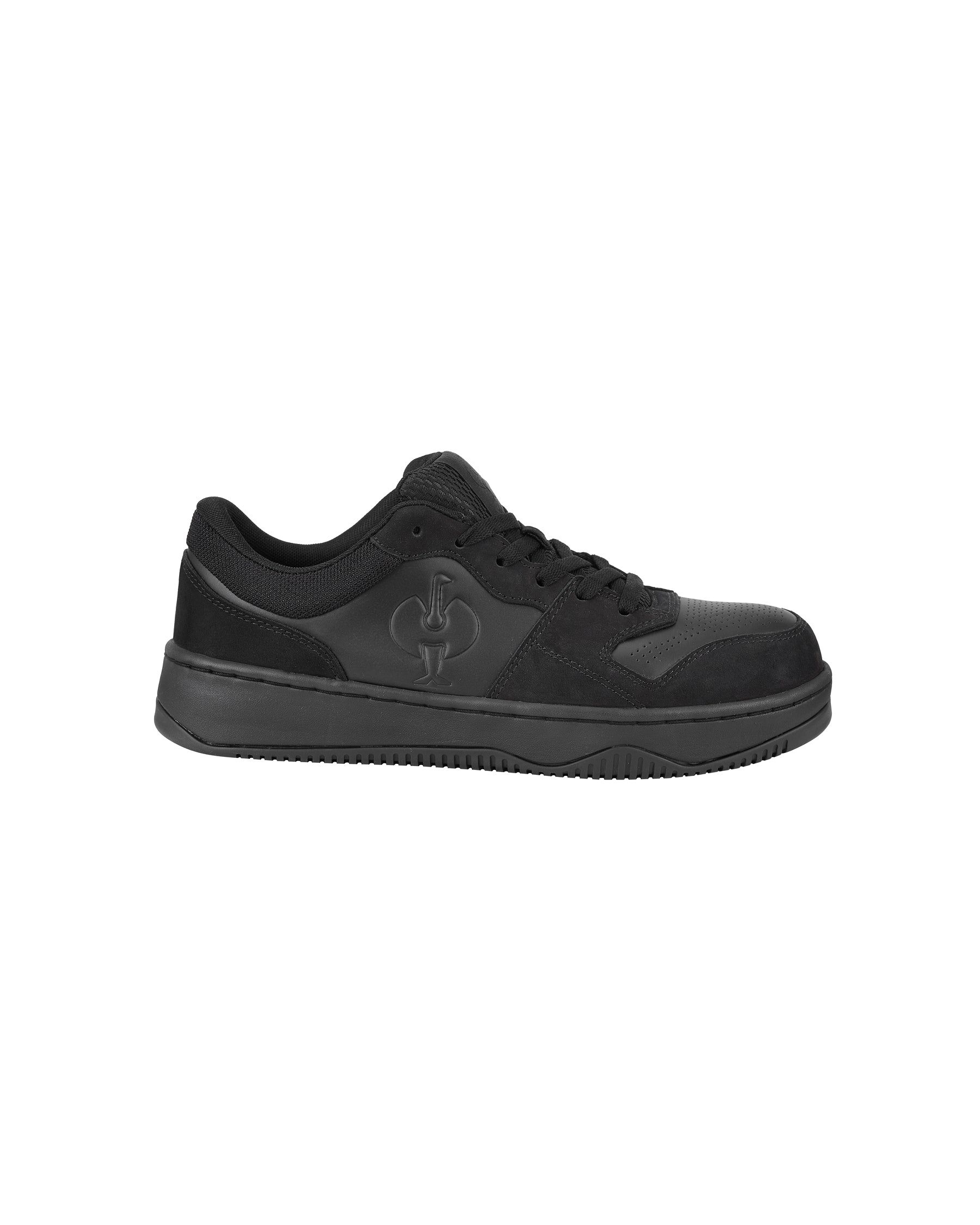 STRAUSS Eindhoven Steel Toe Work Shoe in Black, side profile view