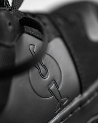 Close-up of the Black Eindhoven Steel Toe Work Shoe upper