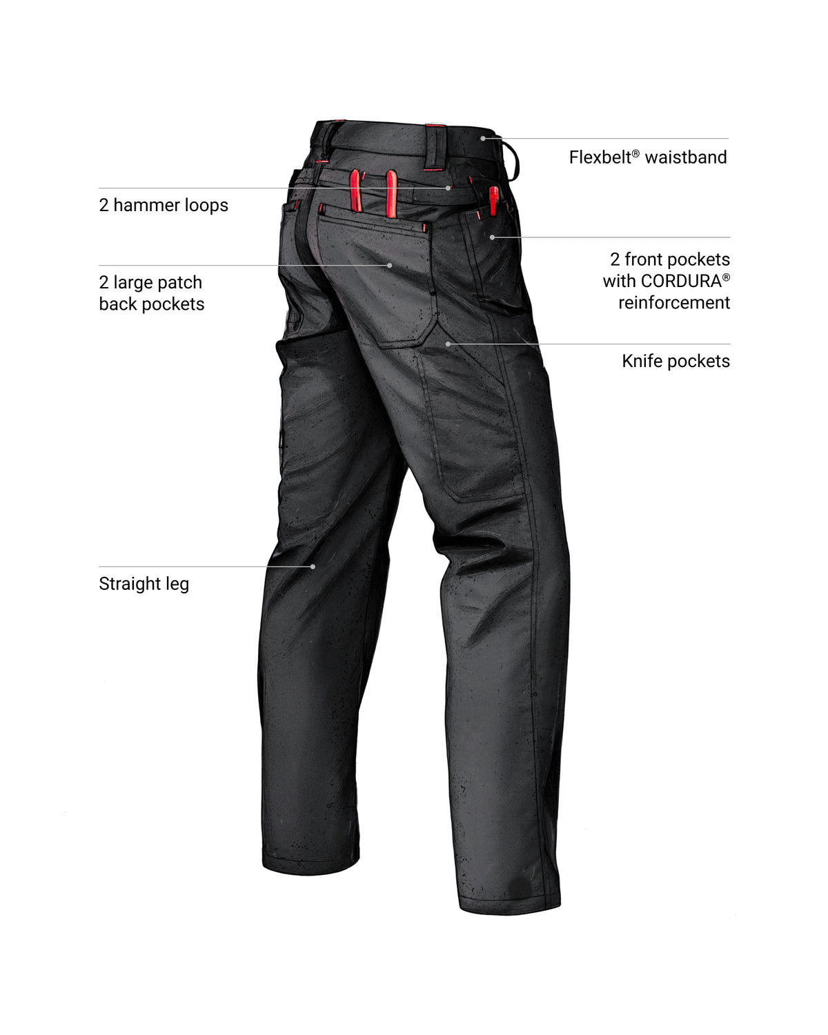 Feature view of STRAUSS 1620 Multipocket Pants in meteorite, showing multipocket storage details